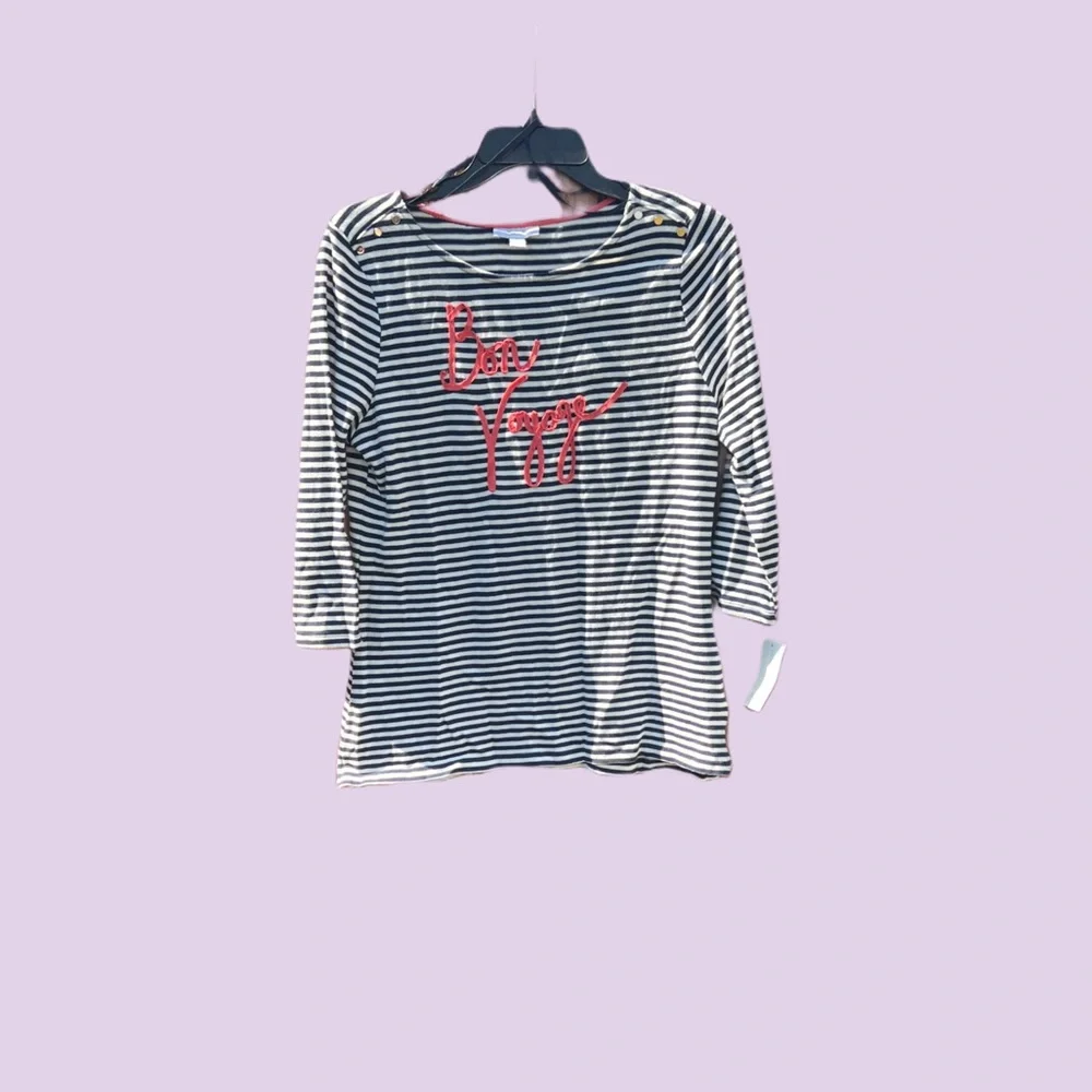 Retro Charter Club Striped Bon Voyage Petite Top NWT NEW Deadstock Nautical